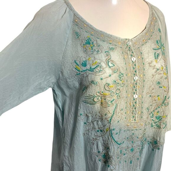 JOHNNY WAS Ice Blue Embroidered Tunic Top - Picture 5 of 12
